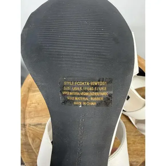 French Connection Women's Dakota Block Heel Sandals White/Black Size 9.5 NWB - Picture 10 of 14